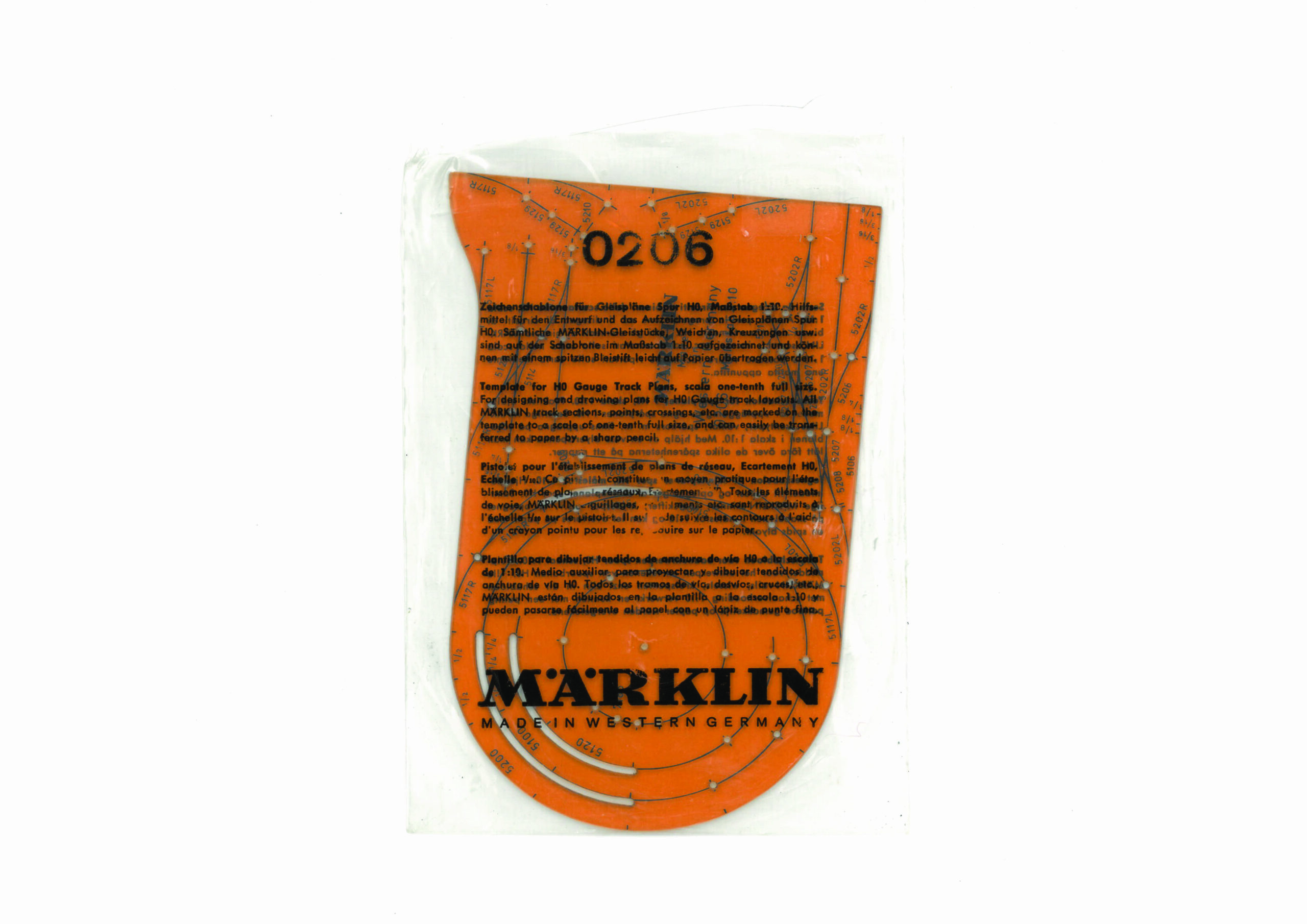 Märklin 0206 Gleisplanungsschablone für M-Gleis 1 Märklin 0206 Gleisplanungsschablone für M-Gleis