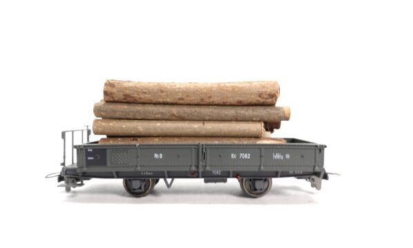 Bemo 2257 112 H0m RhB Flachwagen mit Holzladung