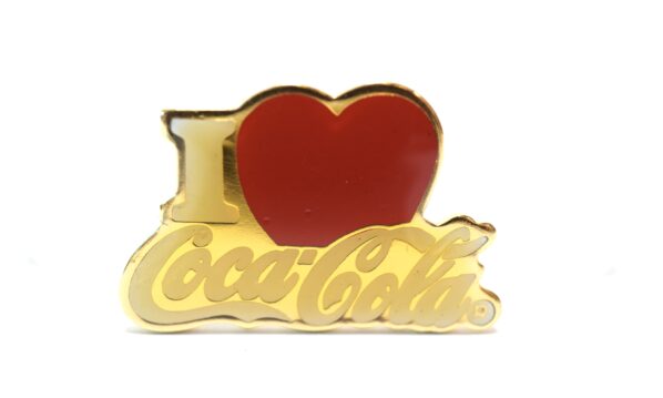 Vintage „I Love Coca-Cola“ Pin – Herz-Design in Gold-Optik (ca. 1986) | A5042