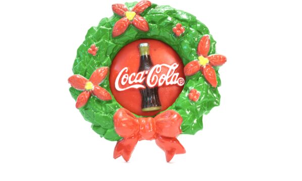 Vintage Coca-Cola Relief-Magnet – Festlicher Weihnachtskranz | A5068