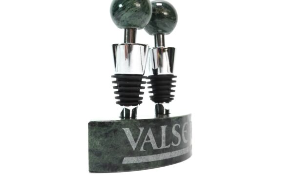 Vintage Valser Bar-Set – 2x Flaschenverschluss mit Naturmarmor-Sockel – Edles Unikat | A5106