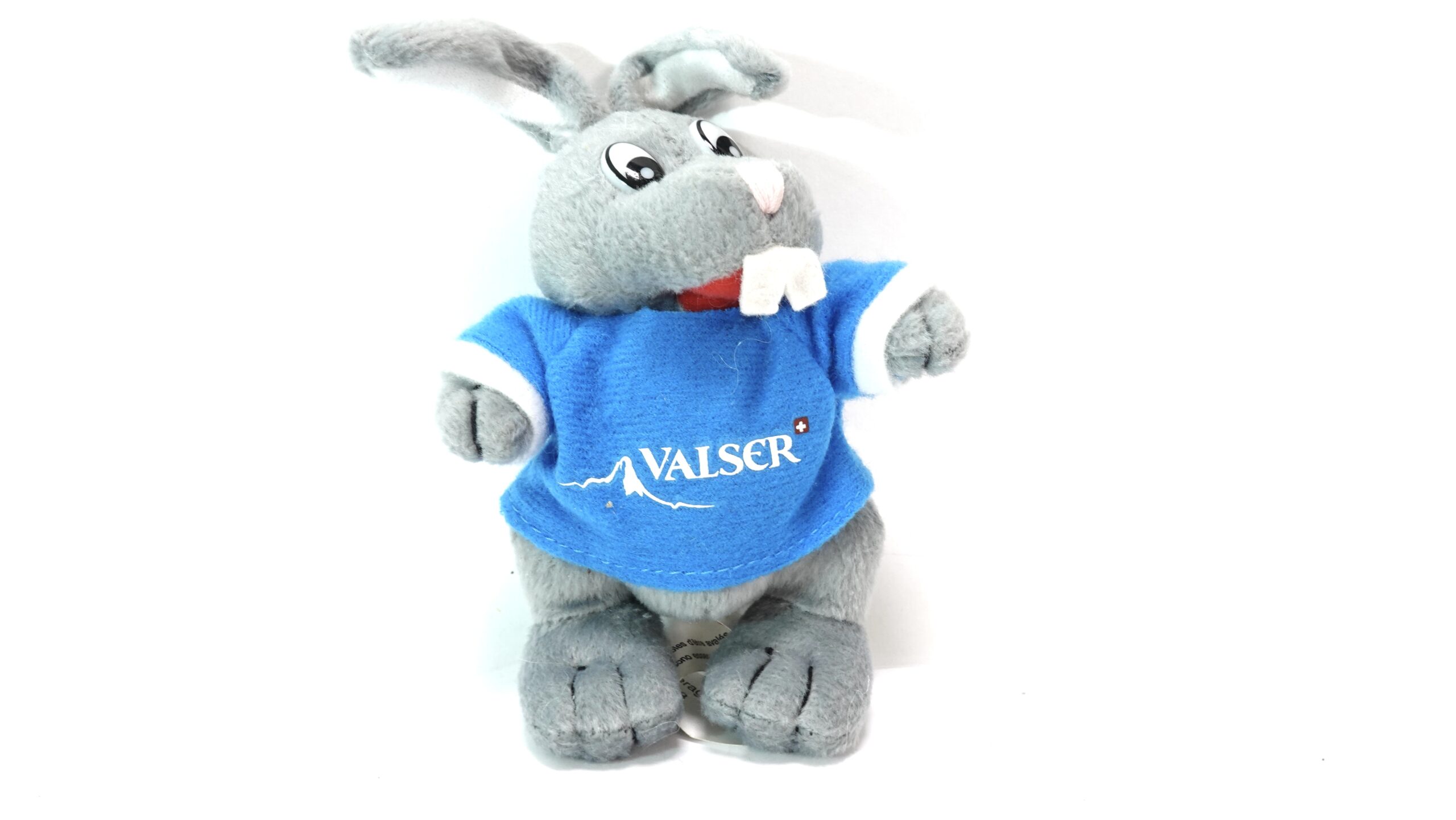 Vintage Valser Plüsch-Hase – Sammler-Maskottchen im blauen Logo-Shirt | A5107
