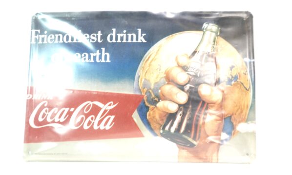 Vintage Coca-Cola Blechschild – „Friendliest drink on earth“ – Nostalgie-Design | A5110