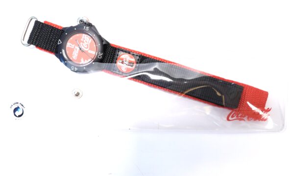 Coca-Cola Sport-Armbanduhr Textilband Schwarz-Rot Vintage – A5322