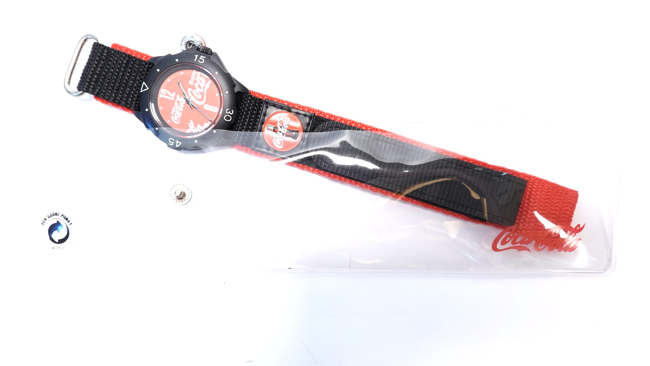 Coca-Cola Sport-Armbanduhr Textilband Schwarz-Rot Vintage – A5322