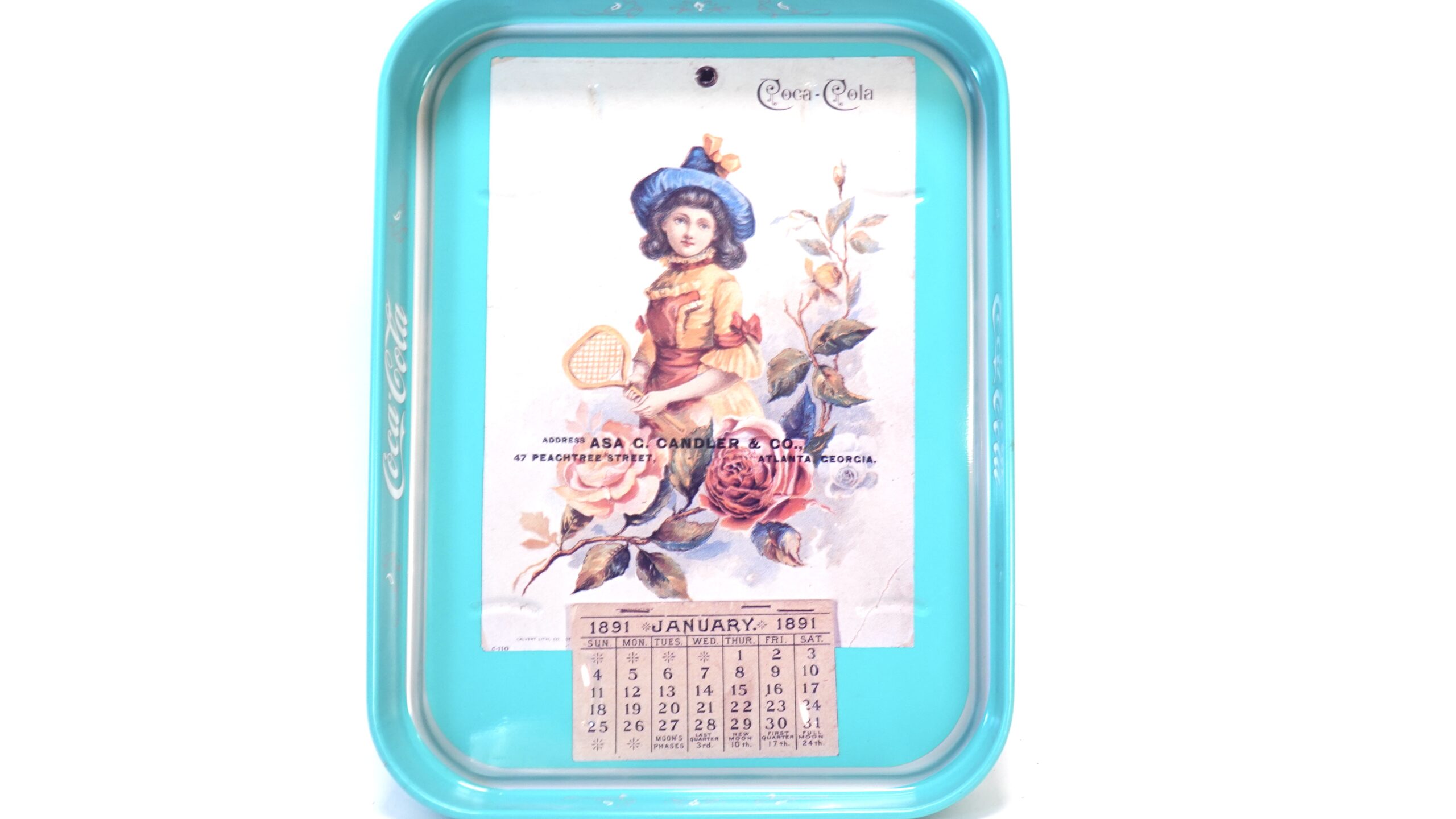Coca-Cola Serviertablett Kalender 1891 Vintage – A5343 1 Coca-Cola Serviertablett Kalender 1891 Vintage – A5343