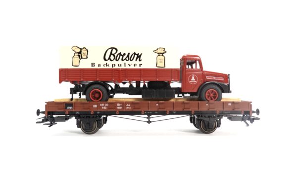 Märklin 46361 H0 DB Rungenwagen R 02 mit MAN LKW Borson Backpulver | A1510