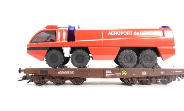 Märklin 4849 H0 ÖBB Schwerlastwagen Samm mit Feuerwehr-LKW Aéroport de Genève | A1512