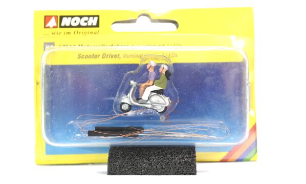 NOCH 17512 H0 Motorroller mit Fahrer und LED-Beleuchtung OVP