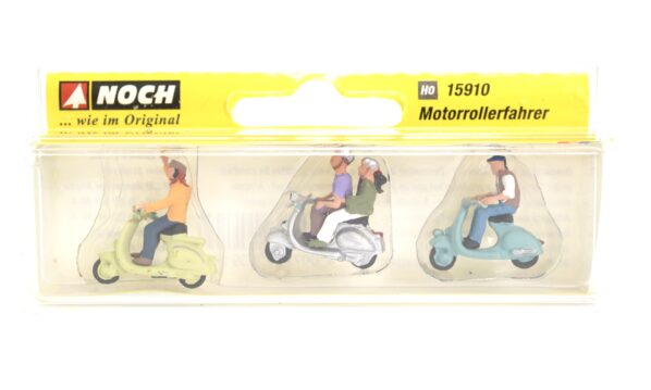 NOCH 15910 H0 Figuren-Set Motorrollerfahrer 3 Vespa-Roller handbemalt OVP