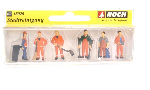 NOCH 15029 H0 Figuren-Set Stadtreinigung Müllabfuhr 6 Figuren handbemalt OVP