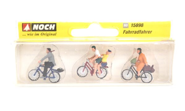 NOCH 15898 H0 Set Fahrradfahrer 3 Velos 4 Figuren handbemalt OVP