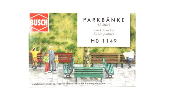 Busch 1149 H0 Parkbänke 12 Stück filigran bedruckt OVP