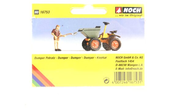 NOCH 16753 H0 Dumper Potratz mit Bauarbeiter-Figur handbemalt OVP