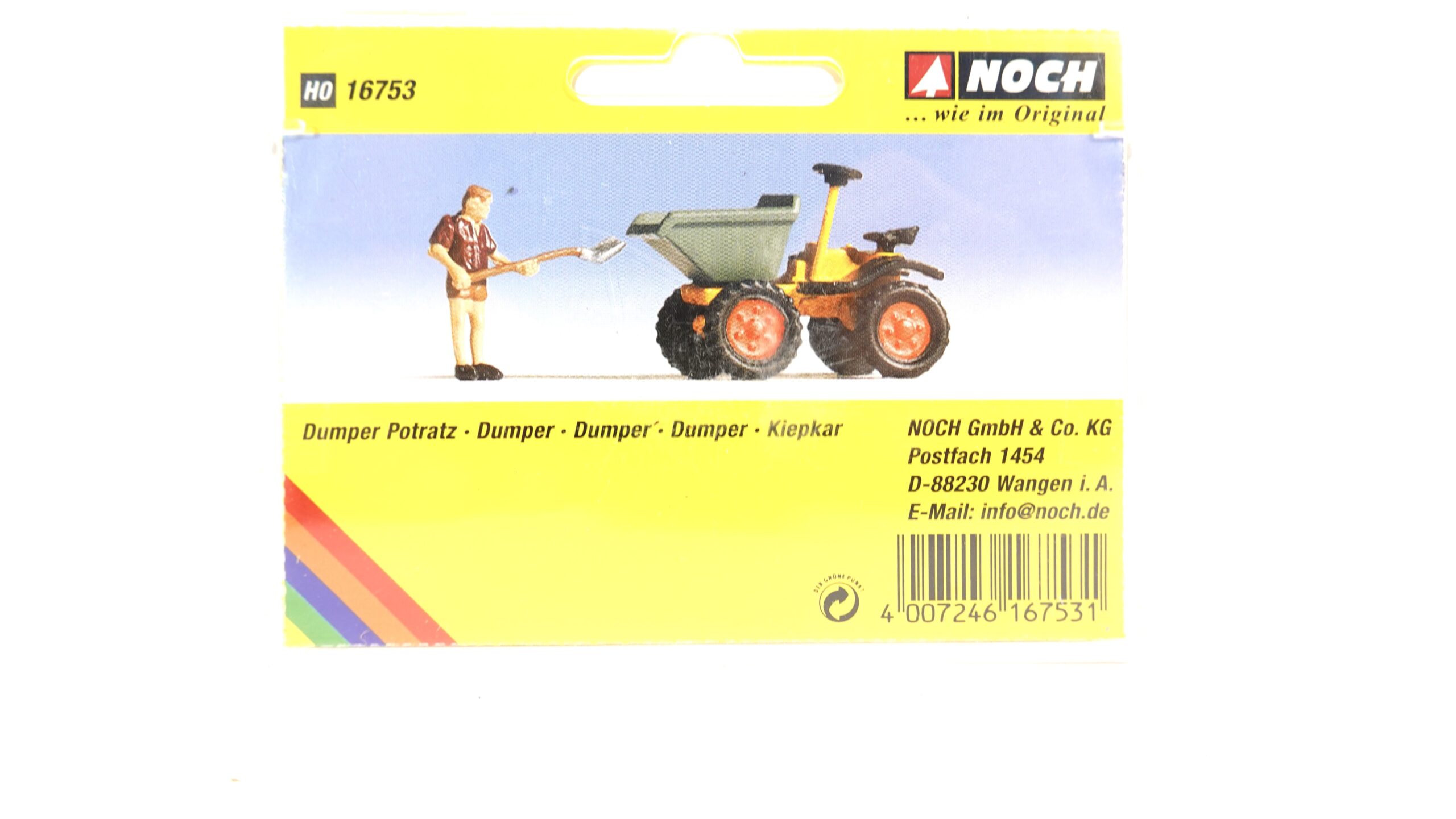 NOCH 16753 H0 Dumper Potratz mit Bauarbeiter-Figur handbemalt OVP 1 NOCH 16753 H0 Dumper Potratz mit Bauarbeiter-Figur handbemalt OVP