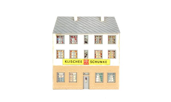 Faller H0 Stadthaus mit Läden Feinkost Klischee Schunke Fertigmodell | A1721