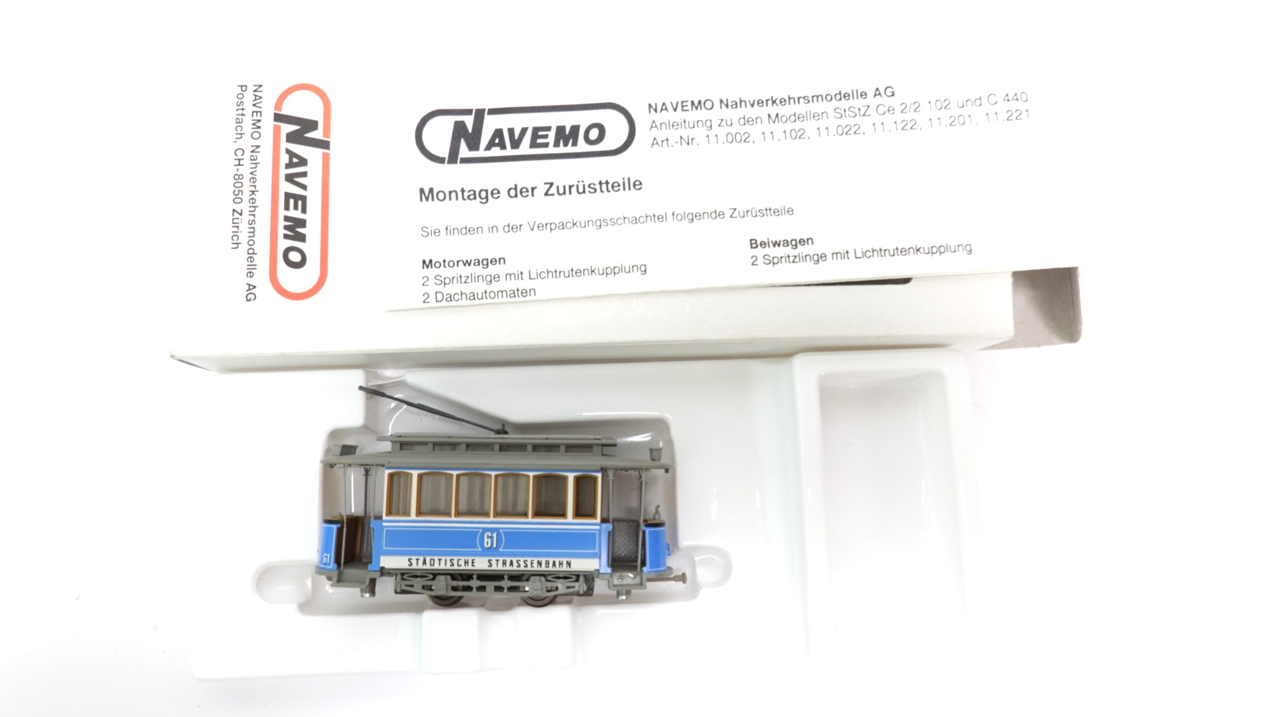 NAVEMO 11.002 H0 StStZ Ce 2/2 61 Tram Strassenbahn Motorwagen DC OVP | A1688 8 NAVEMO 11.002 H0 StStZ Ce 2/2 61 Tram Strassenbahn Motorwagen DC OVP | A1688 – Bild 8