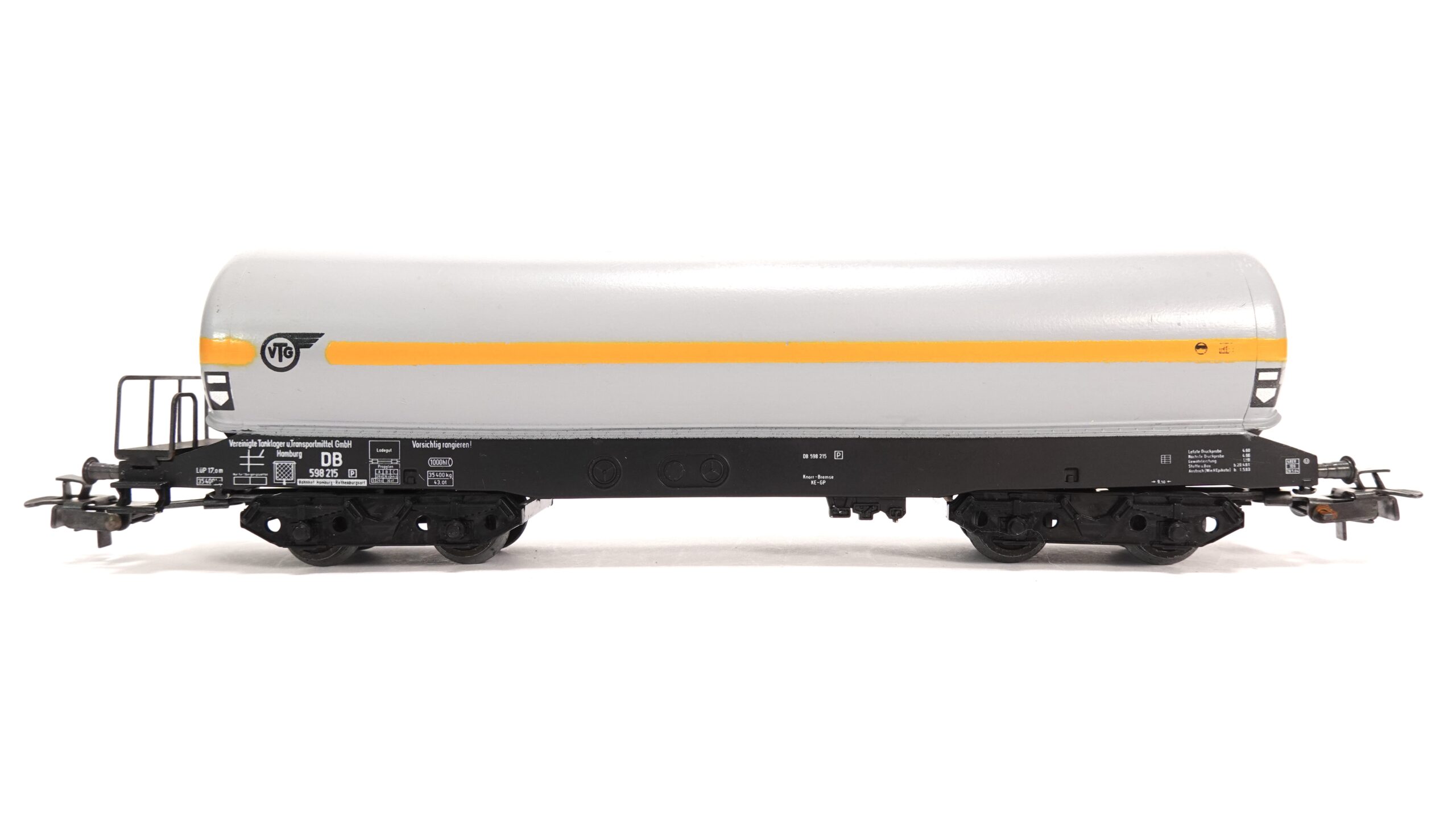Märklin 4628 H0 DB VTG 598 215 Druckgas-Kesselwagen grau | A1774 1 Märklin 4628 H0 DB VTG 598 215 Druckgas-Kesselwagen grau | A1774