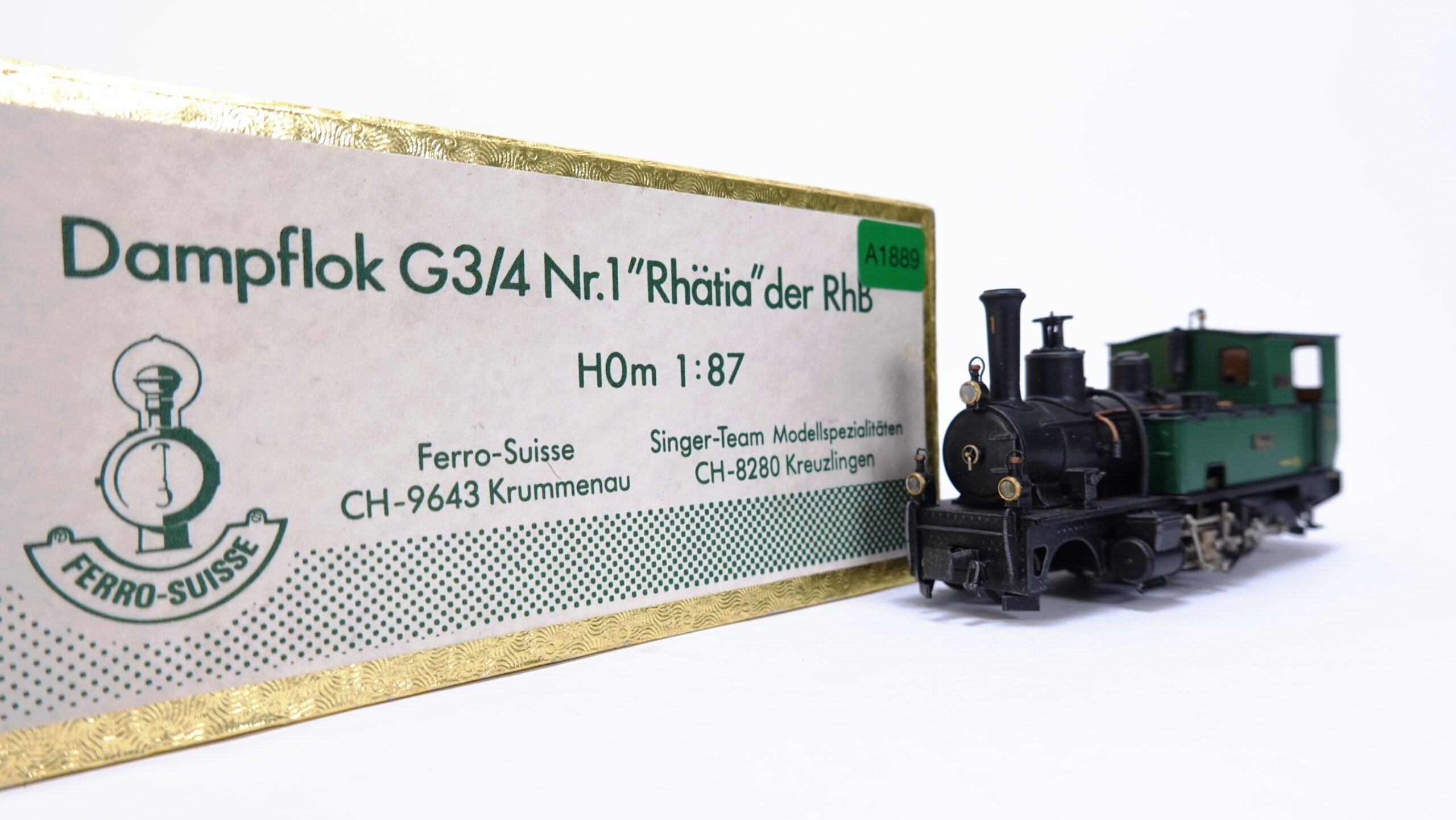 Ferro-Suisse H0m RhB Dampflok G 3/4 1 Rhätia grün | A1889 2 Ferro-Suisse H0m RhB Dampflok G 3/4 1 Rhätia grün | A1889 – Bild 2