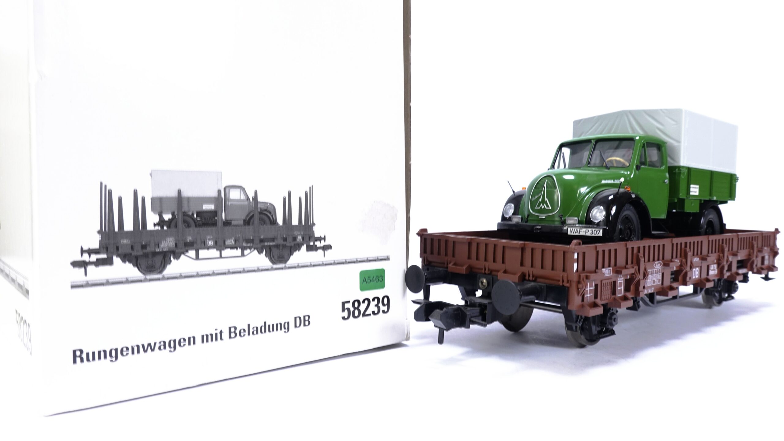 Märklin 58239 Spur 1 DB Rungenwagen Rmms 56 mit Magirus LKW | A5463 2 Märklin 58239 Spur 1 DB Rungenwagen Rmms 56 mit Magirus LKW | A5463 – Bild 2