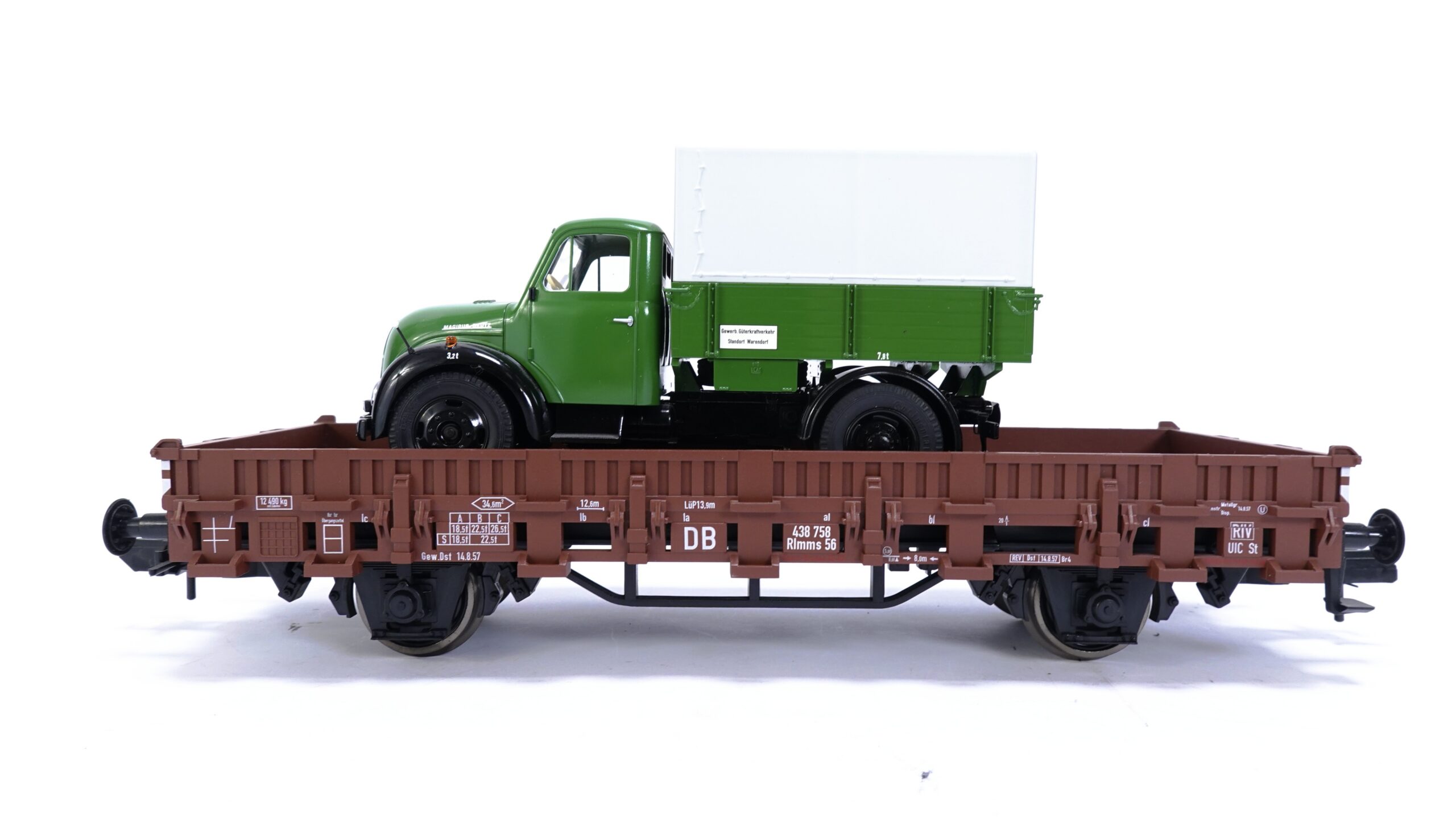 Märklin 58239 Spur 1 DB Rungenwagen Rmms 56 mit Magirus LKW | A5463