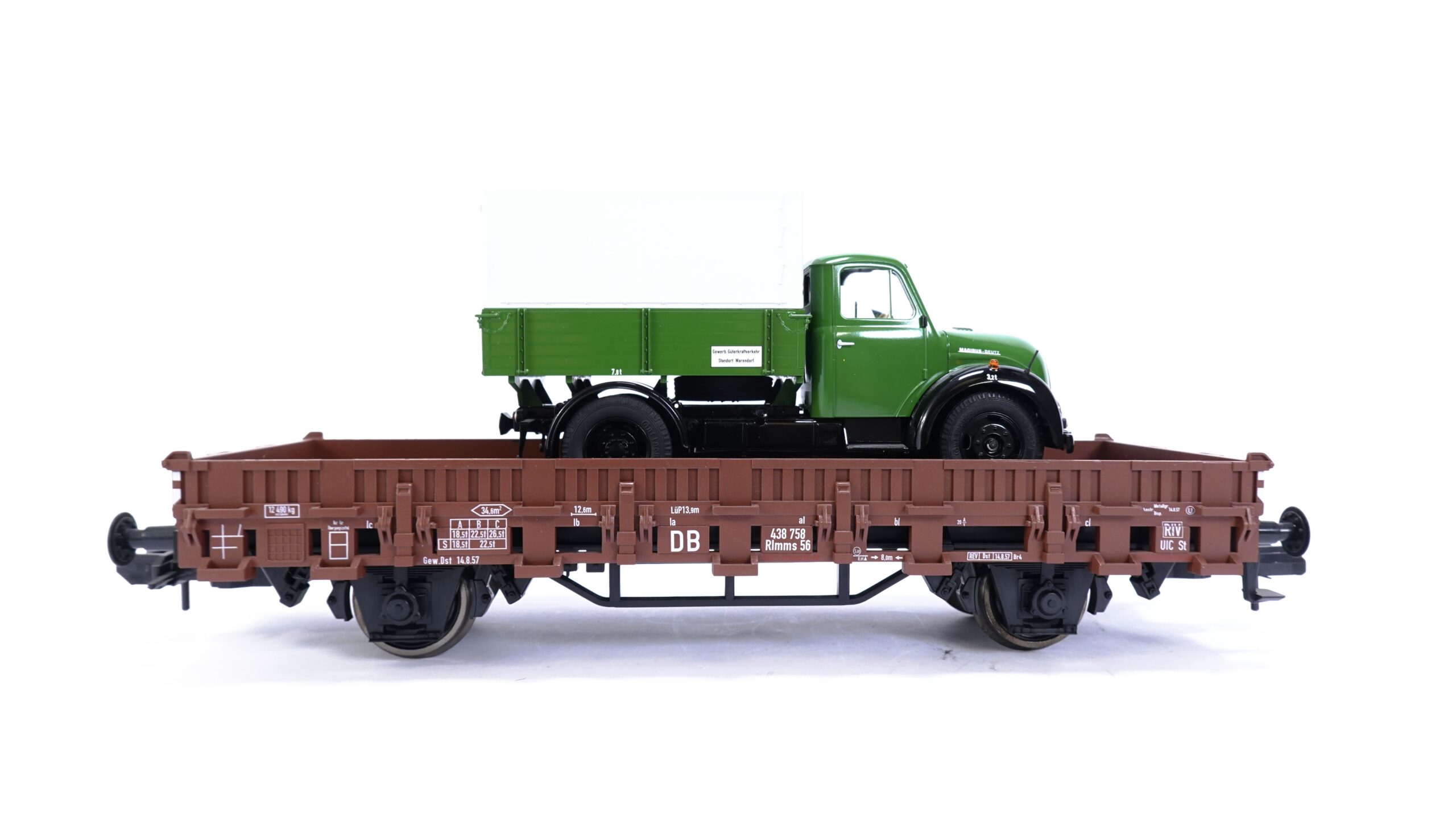 Märklin 58239 Spur 1 DB Rungenwagen Rmms 56 mit Magirus LKW | A5463 4 Märklin 58239 Spur 1 DB Rungenwagen Rmms 56 mit Magirus LKW | A5463 – Bild 4